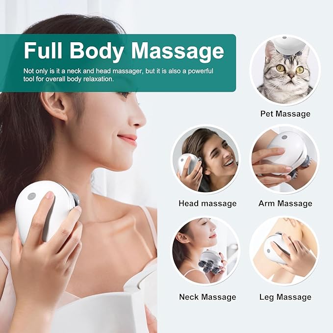 Electric Head,Scalp Massager | Rechargeable Head Kneading Massage Machine | 3 Speed Mode Handheld.Portable,Scalp Scratcher Body Massager for Hair...