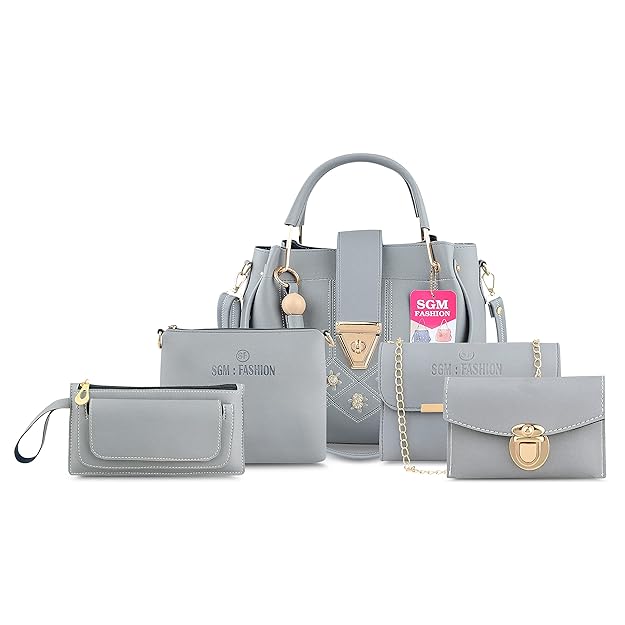 SGM FASHION PU 5 Handbag Leather Latest Trendy Fashion Ladies Handbag With Sling Bag & Clutch