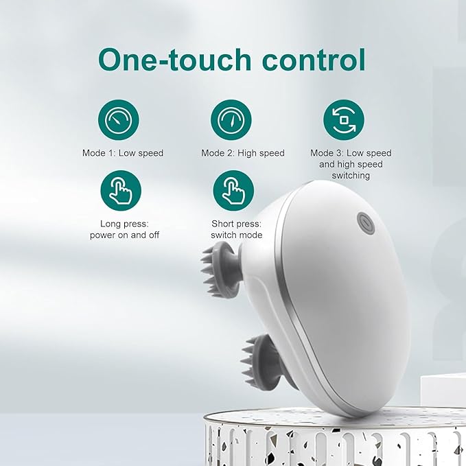 Electric Head,Scalp Massager | Rechargeable Head Kneading Massage Machine | 3 Speed Mode Handheld.Portable,Scalp Scratcher Body Massager for Hair...