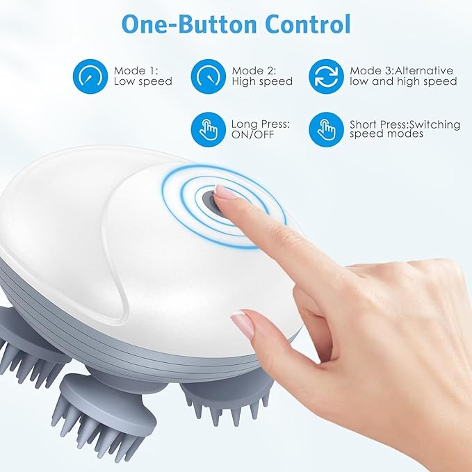 Electric Head,Scalp Massager | Rechargeable Head Kneading Massage Machine | 3 Speed Mode Handheld.Portable,Scalp Scratcher Body Massager for Hair...