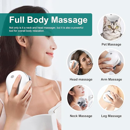 Electric Head,Scalp Massager | Rechargeable Head Kneading Massage Machine | 3 Speed Mode Handheld.Portable,Scalp Scratcher Body Massager for Hair...