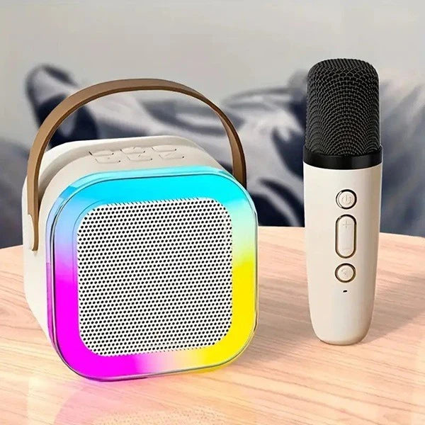 Mini Karaoke Machine Microphone Portable Bluetooth Wireless Speaker With Wireless Mic (1 SOUND AND 1 MIC SPAKER)