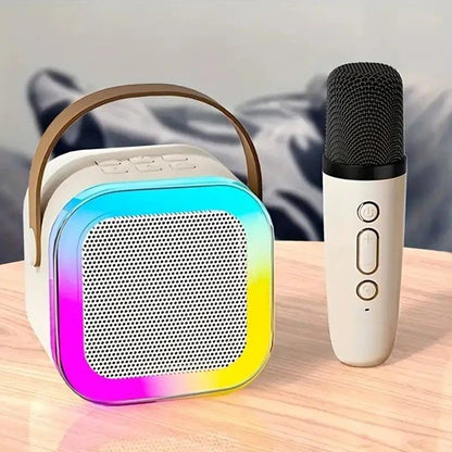 Mini Karaoke Machine Microphone Portable Bluetooth Wireless Speaker With Wireless Mic (1 SOUND AND 1 MIC SPAKER)