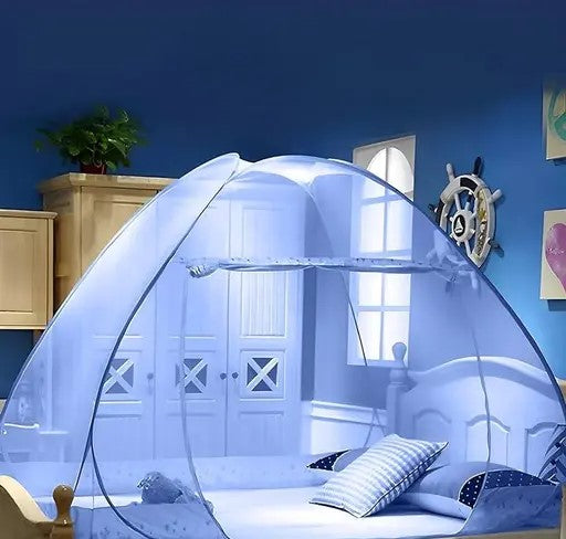Mosquito Net Polyester Adults Washable Foldable For (LBH-200x200x145 cms)King Size Bed & Double Bed Mosquito Net