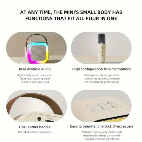 Mini Karaoke Machine Microphone Portable Bluetooth Wireless Speaker With Wireless Mic (1 SOUND AND 1 MIC SPAKER)