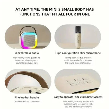 Mini Karaoke Machine Microphone Portable Bluetooth Wireless Speaker With Wireless Mic (1 SOUND AND 1 MIC SPAKER)